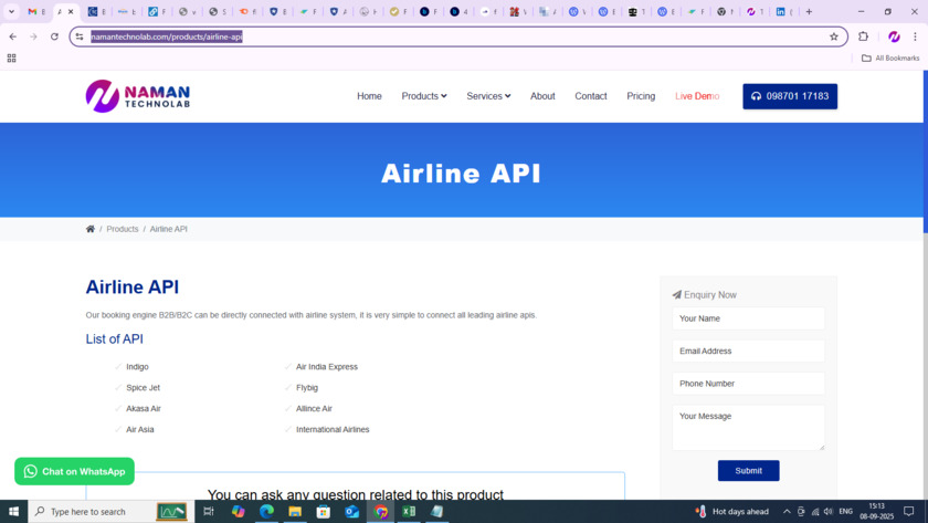 Naman Technolab Airline API Landing Page