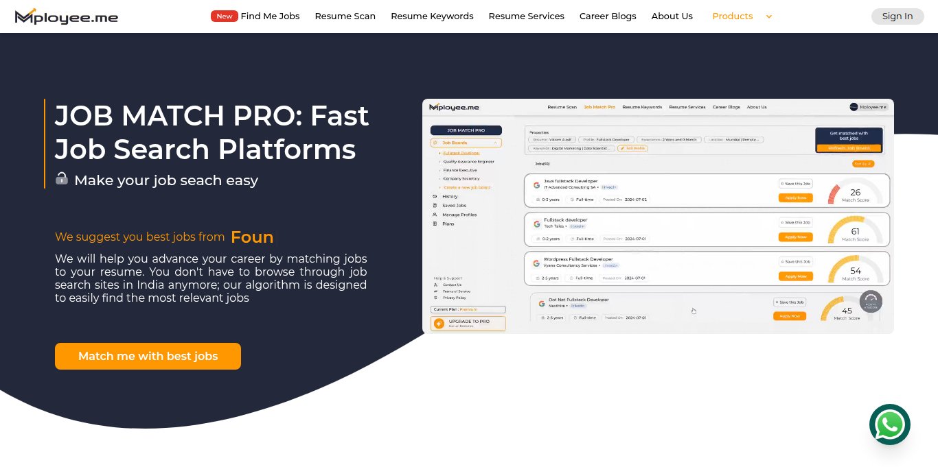 Job Match Pro by Mployee.me Landing page