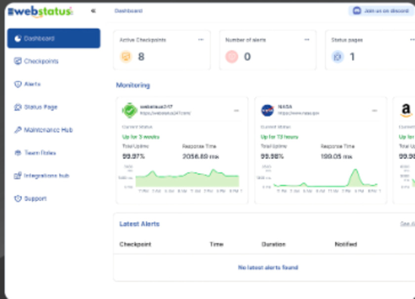 WebStatus247 Landing Page