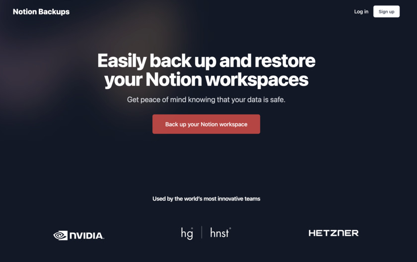 Notion Backups Landing Page