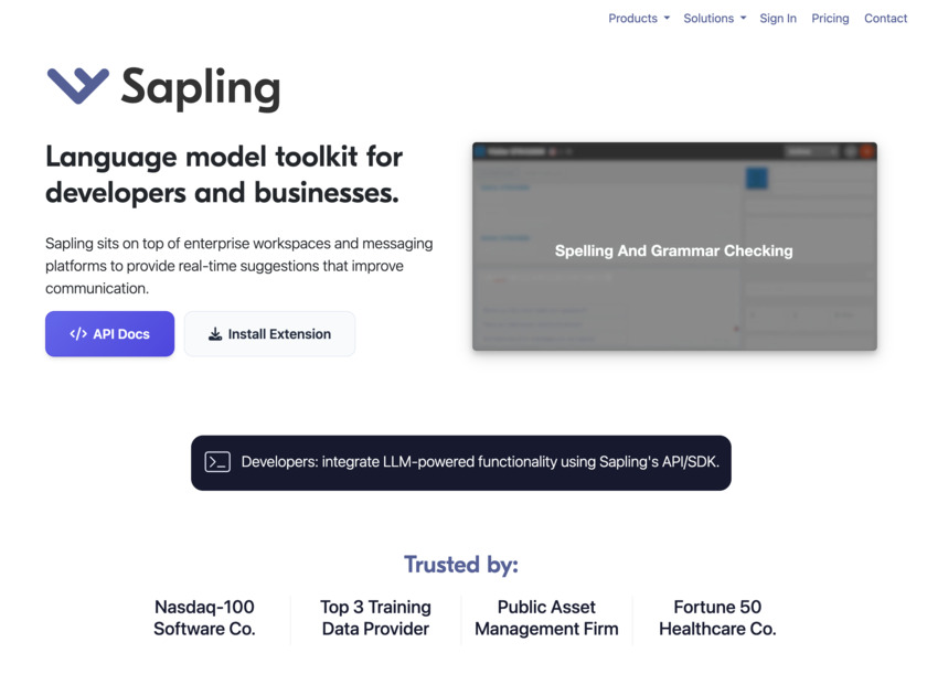 Sapling.ai Landing page Sapling.ai Landing page
