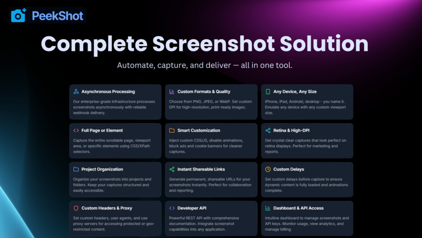 PeekShot Landing Page
