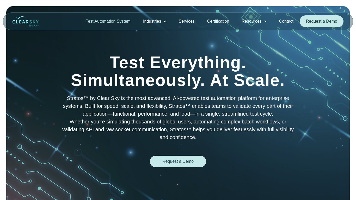 Stratos by Clear Sky Landing page
