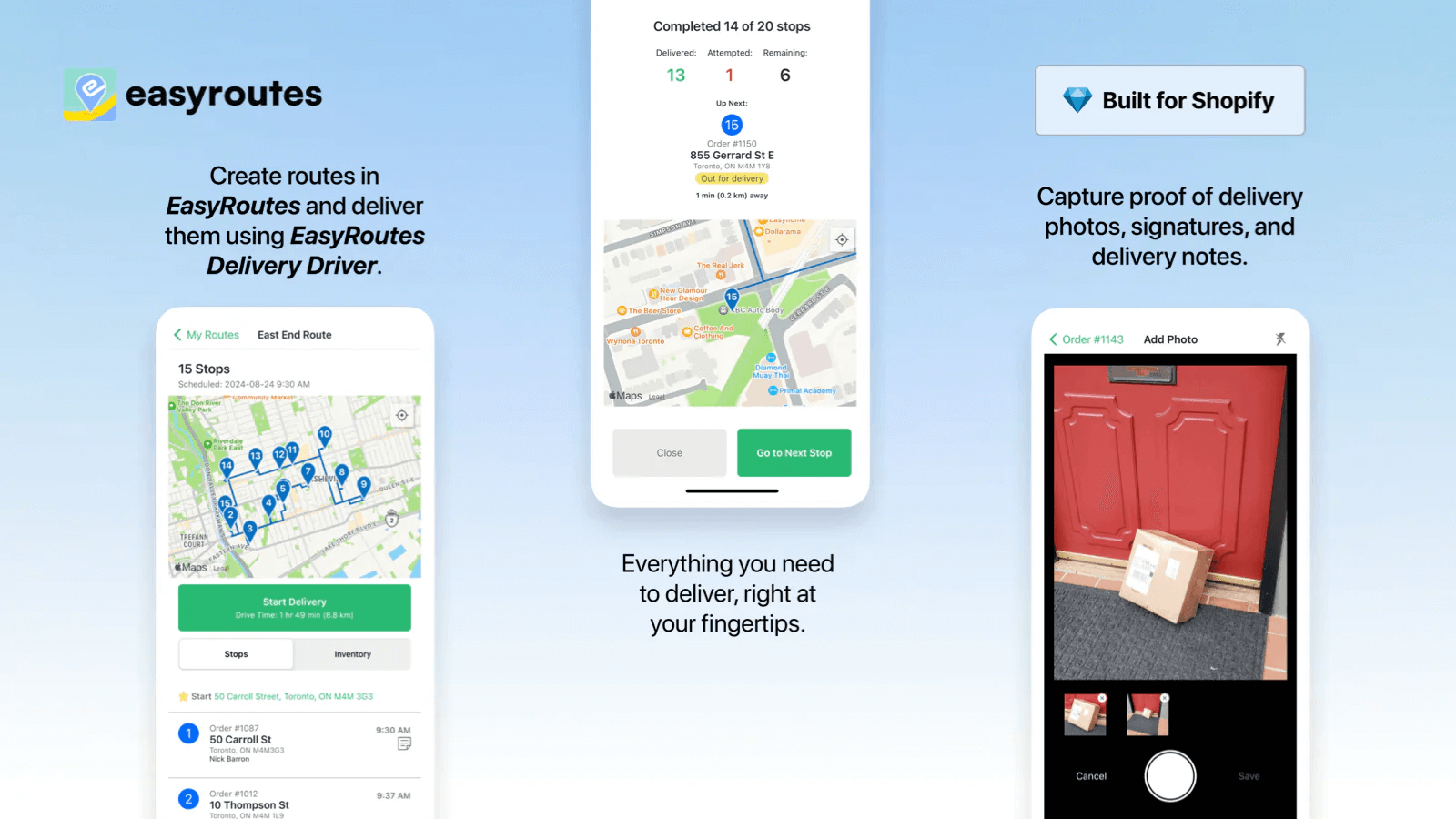 EasyRoutes Create routes in EasyRoutes and deliver them using EasyRoutes Delivery Driver.