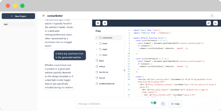 Comarketer.dev Comarketer Code Editor
