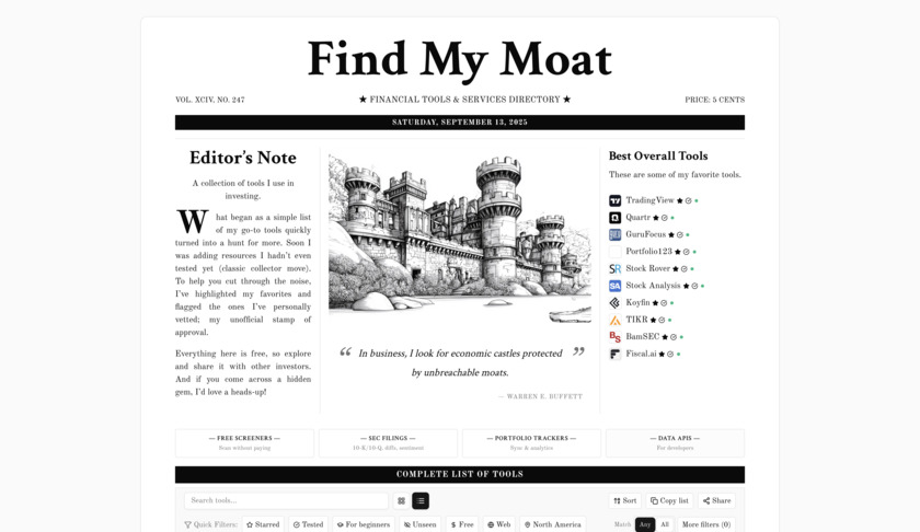 Find My Moat Landing Page