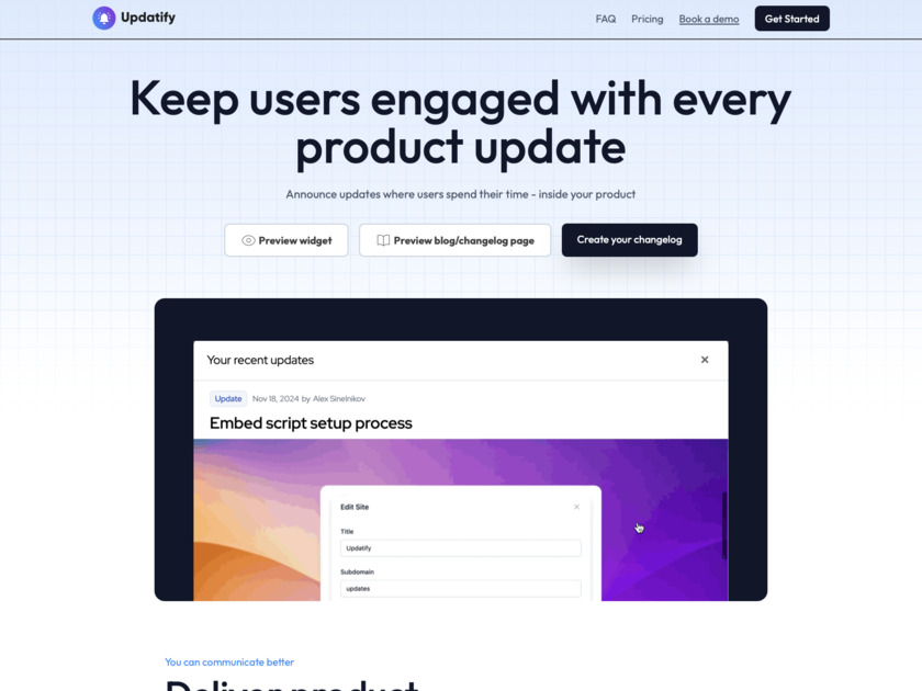 Updatify Landing Page