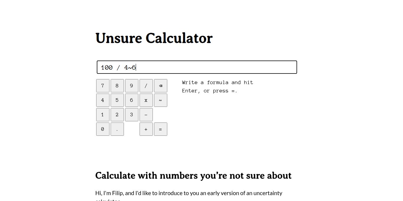 Unsure Calculator Landing page