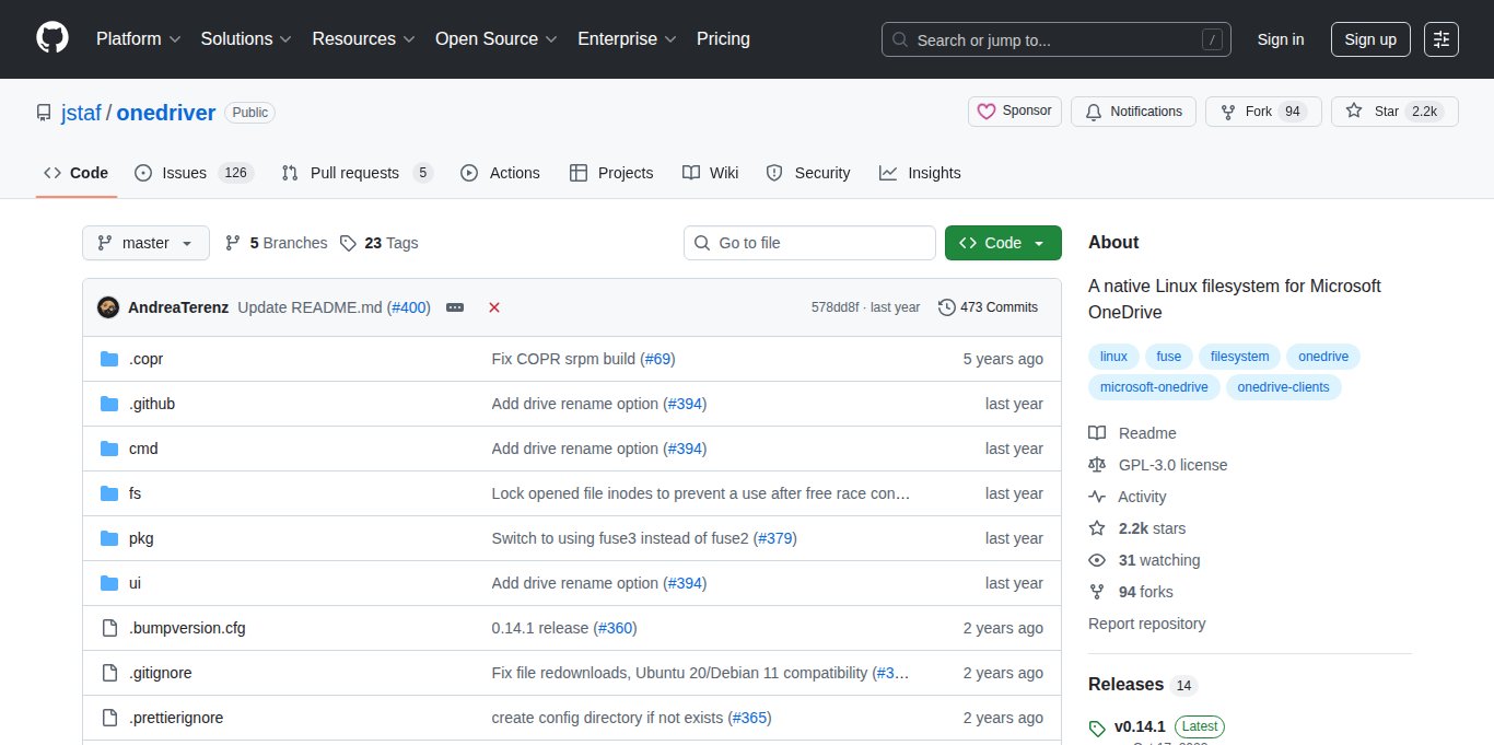 onedriver Landing page