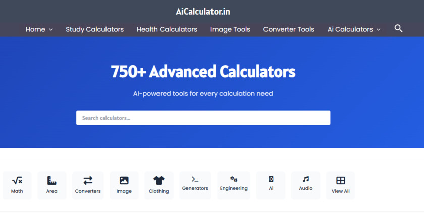 AiCalculator.in Landing Page
