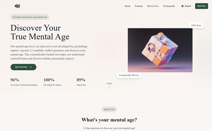MentalAge.org Landing Page
