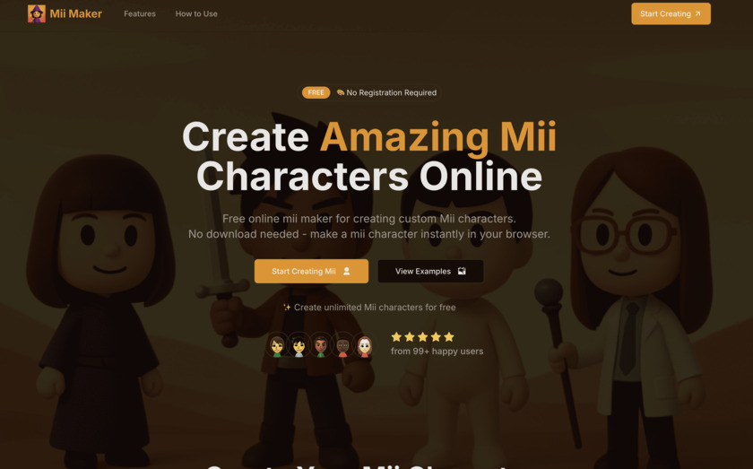 MiiMaker.org Landing Page