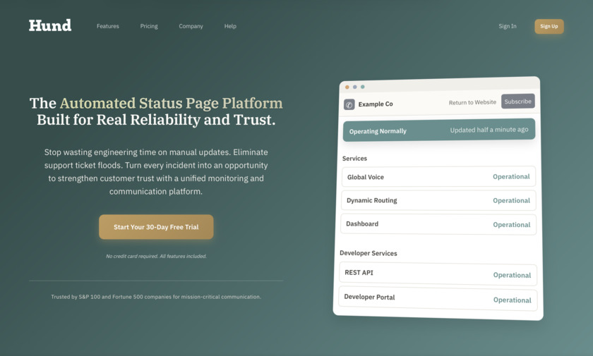 Hund Landing page Hund Landing page