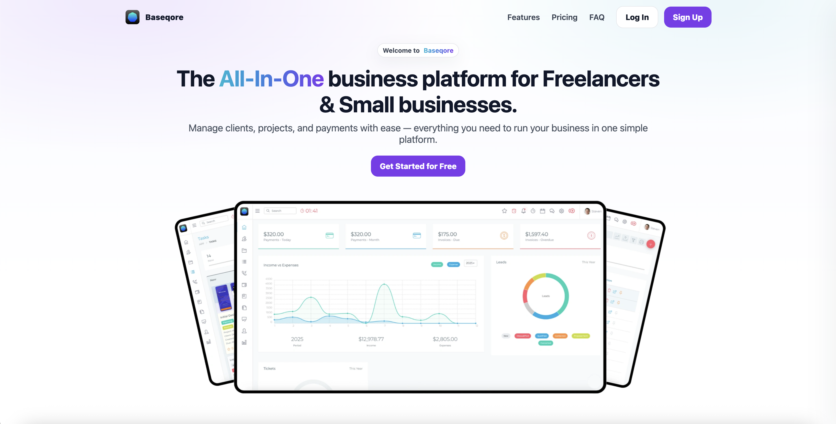 Baseqore Landing page