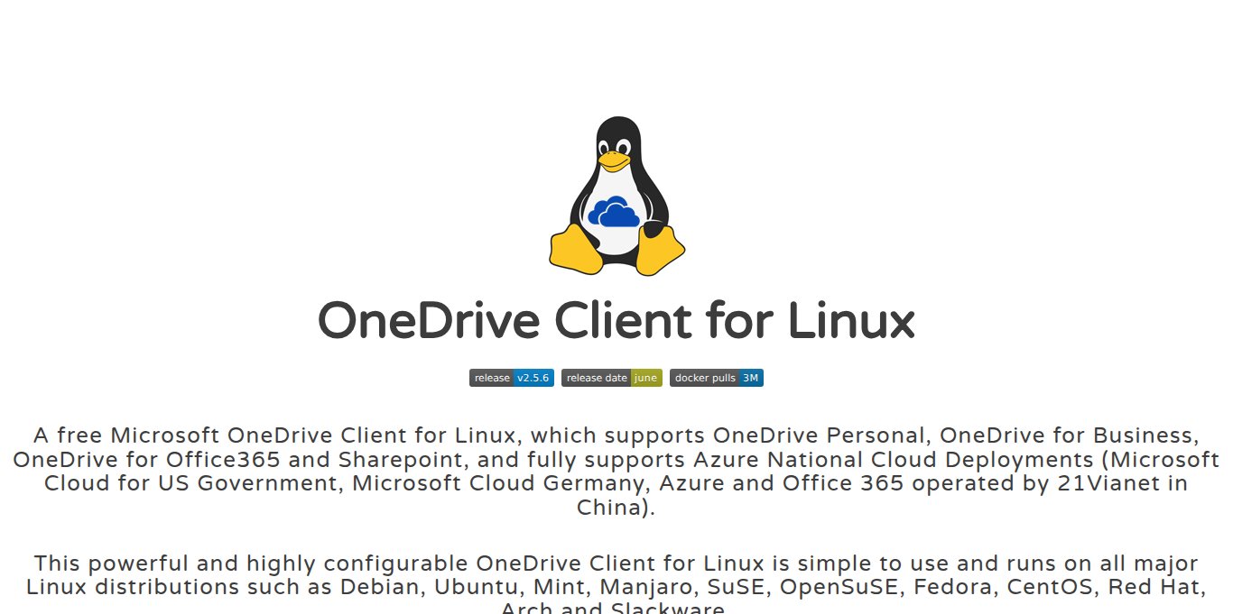 OneDrive Client for Linux Landing page