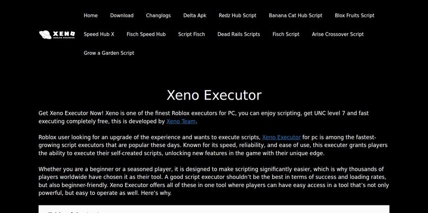 Xeno Executor Landing Page