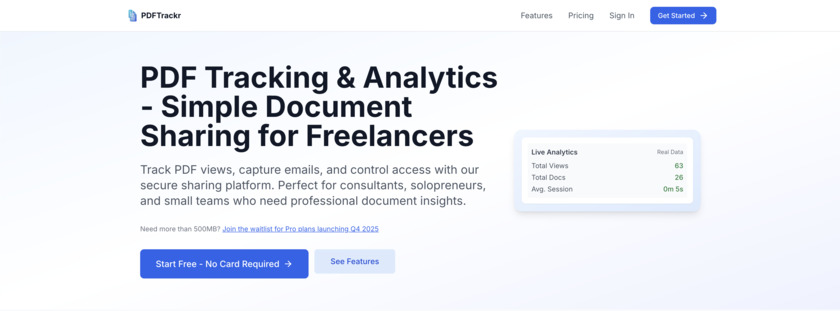 PDFTrackr Landing Page