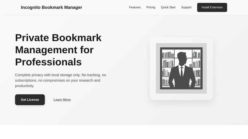 Incognito Bookmark Manager Landing Page