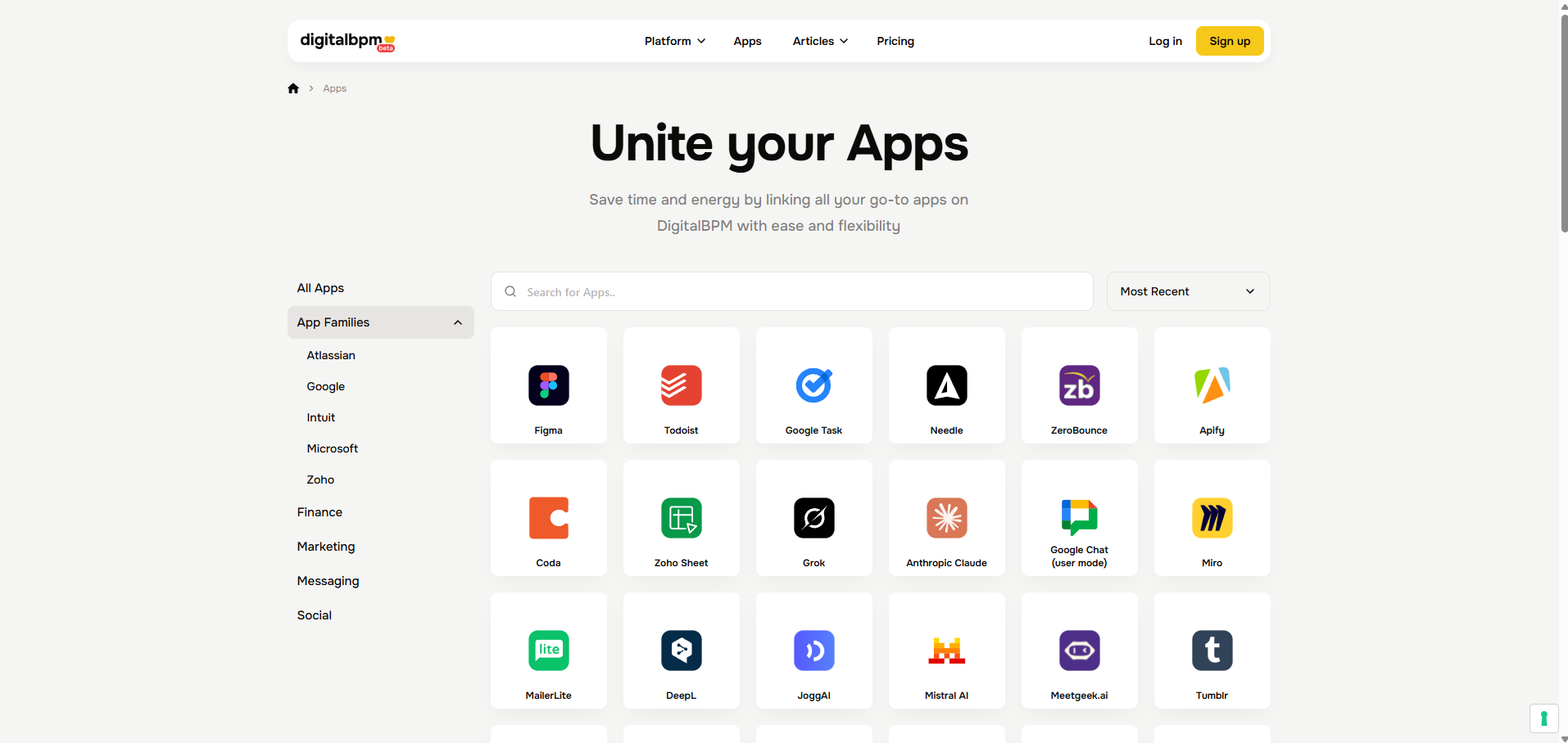 DigitalBPM List of Apps