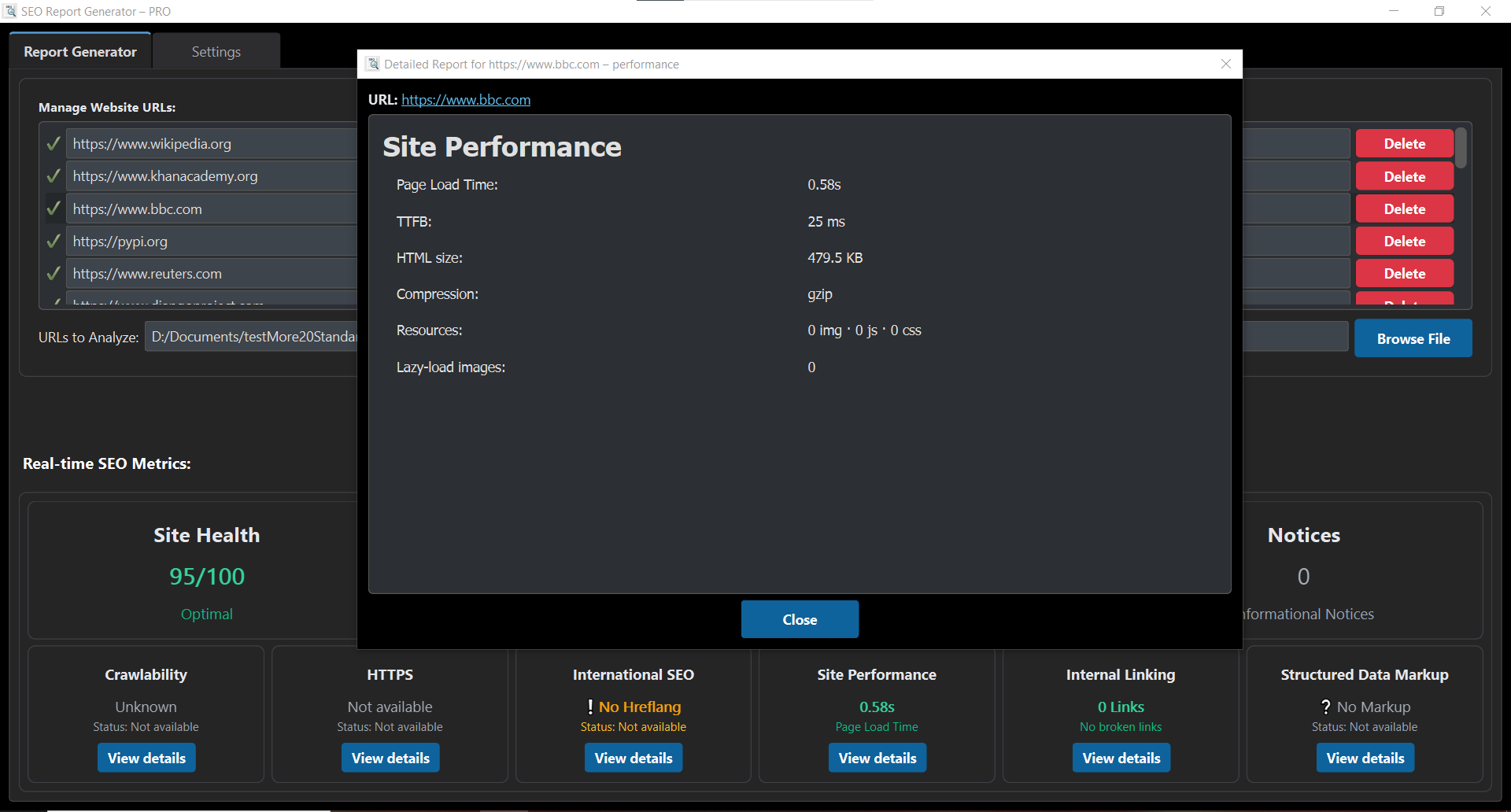 SEO Report App Pro Dashboard