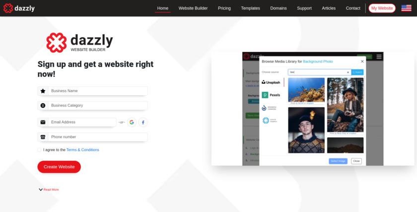 Dazzly.co Landing Page