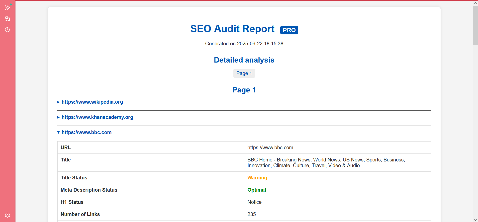SEO Report App Report