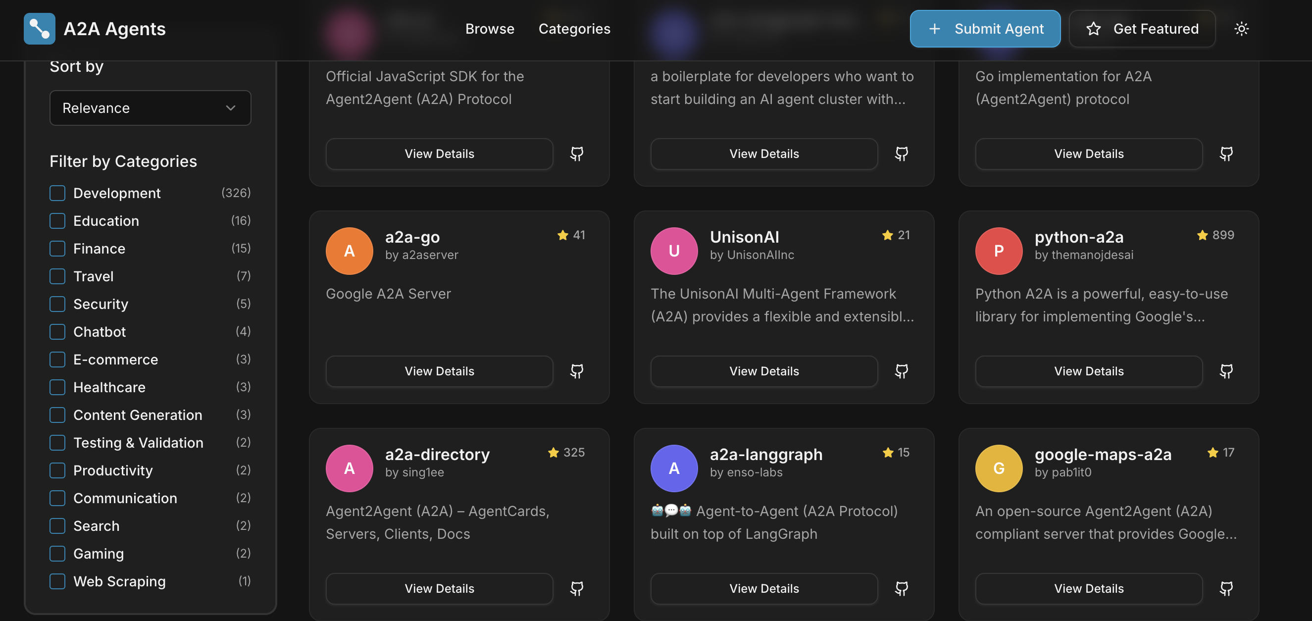 A2AAgents.org Browse, Search & Filter A2A Agents