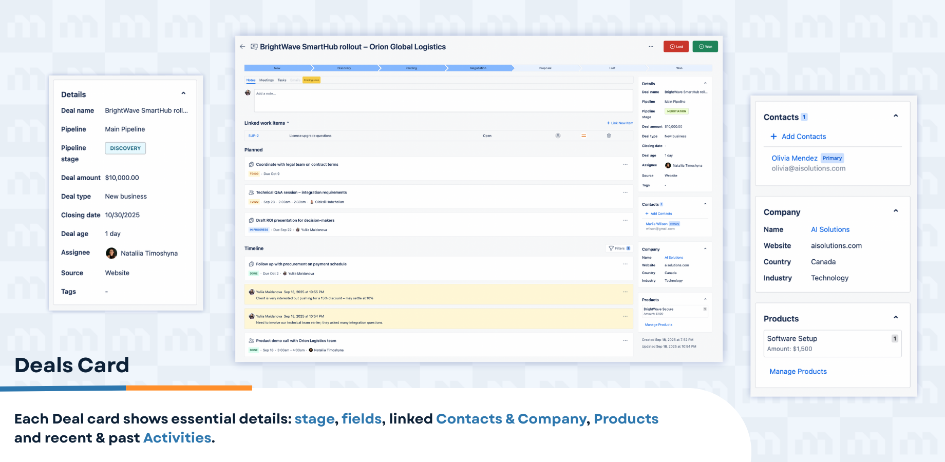Mria CRM Deals Card in Mria CRM for Jira
