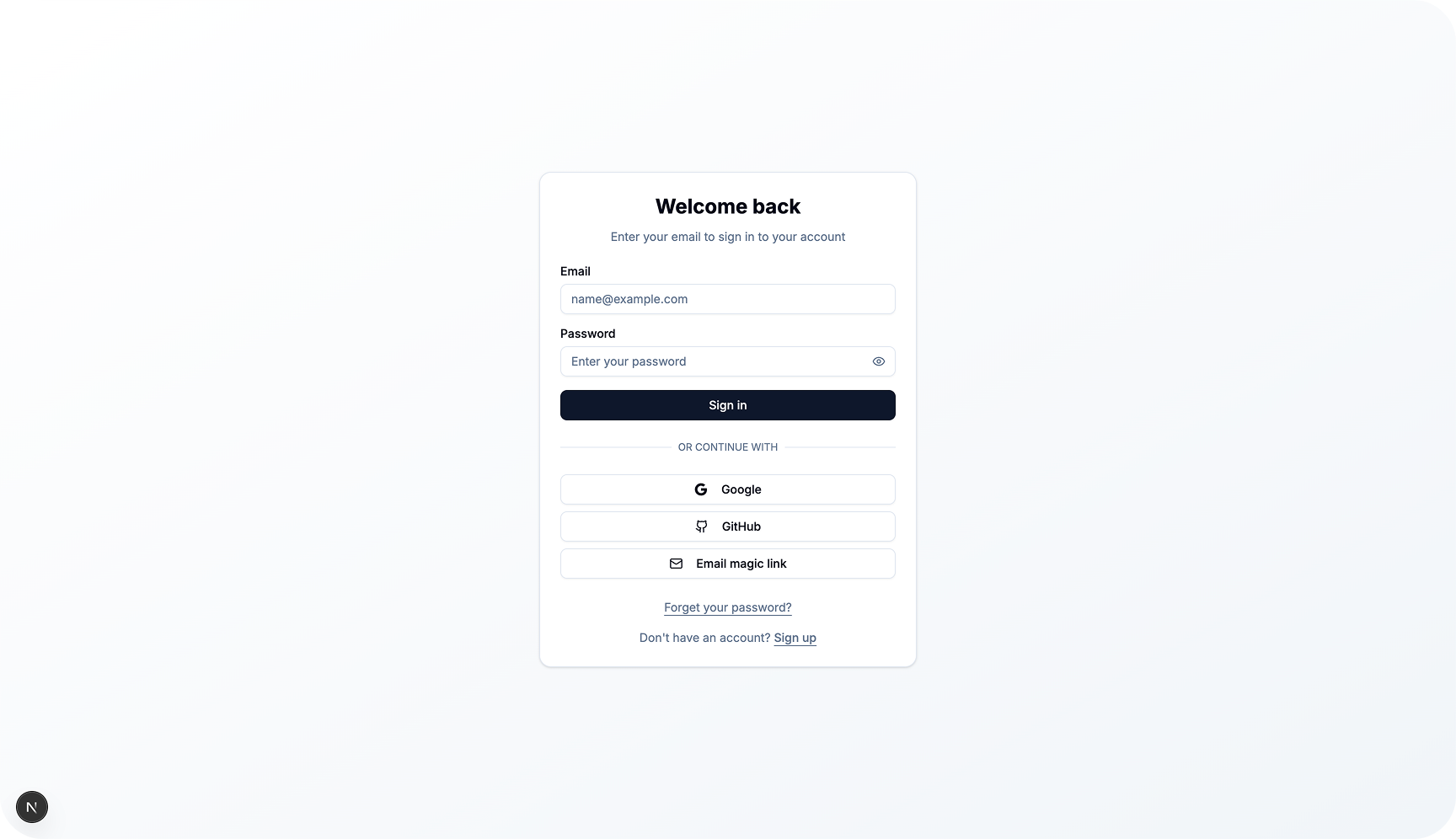 GetNextKit Login Page
