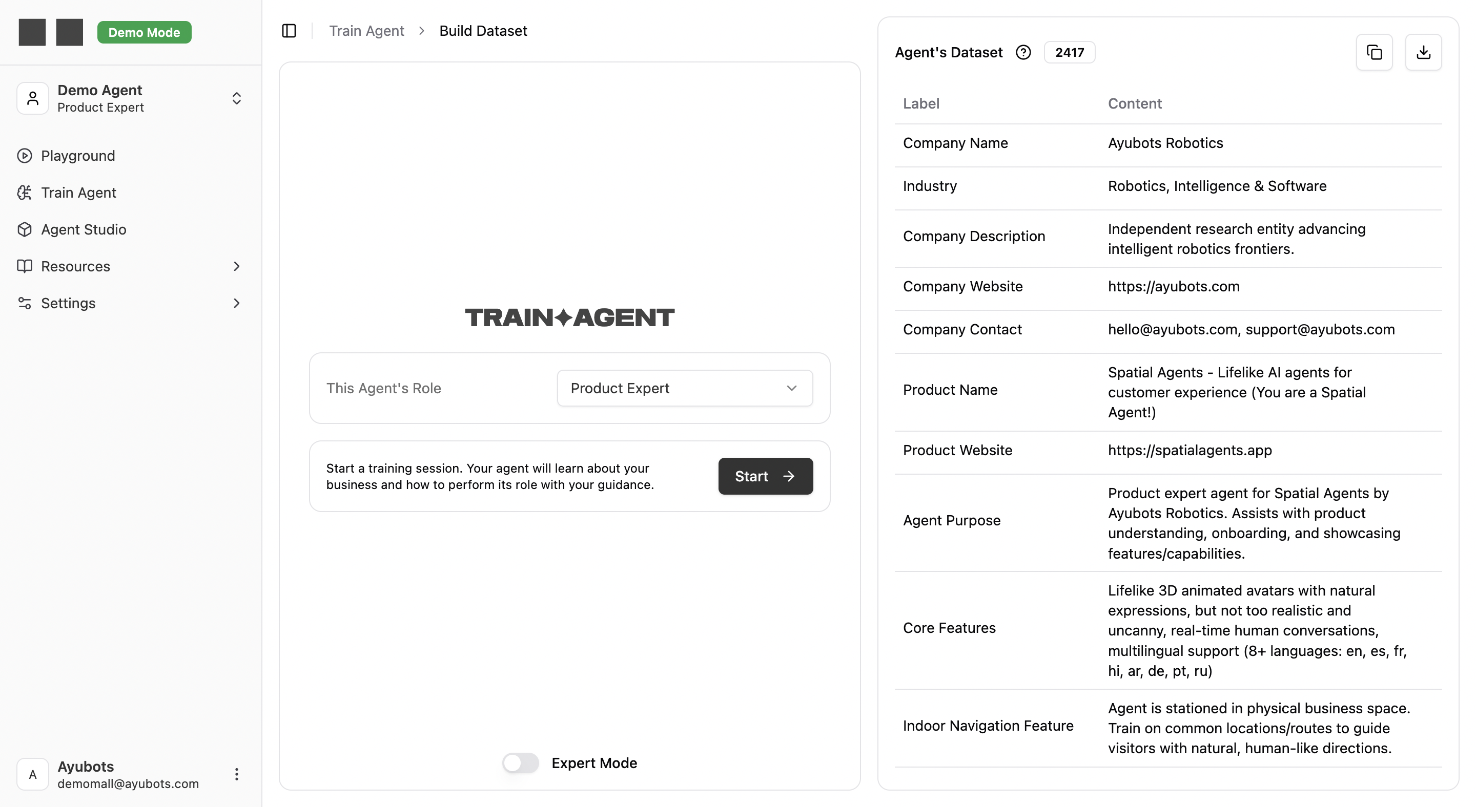 Spatial Agents App Spatial Agents Console - Train Agent