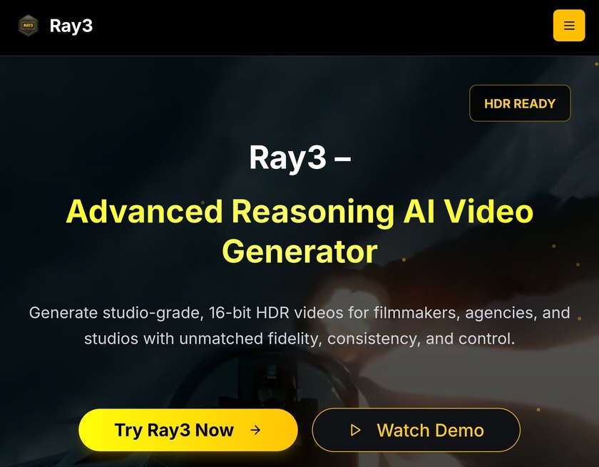 Ray3.run Landing Page