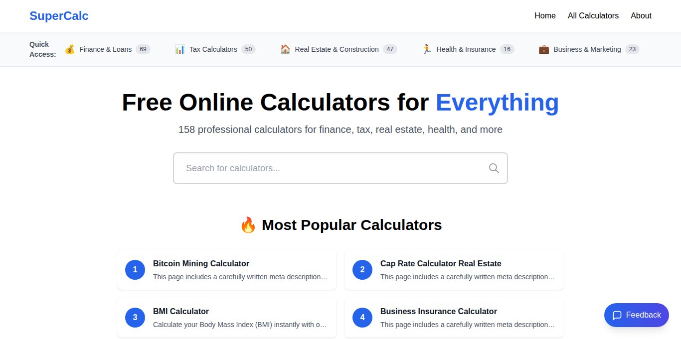 SuperCalc.dev Landing page