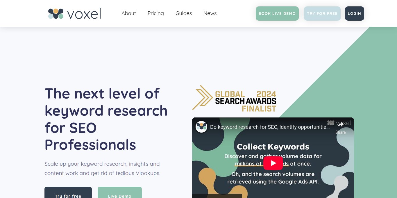 Voxeltool.io Landing page