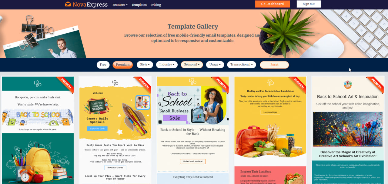 NovaExpress.ai Professional Email Template Gallery 