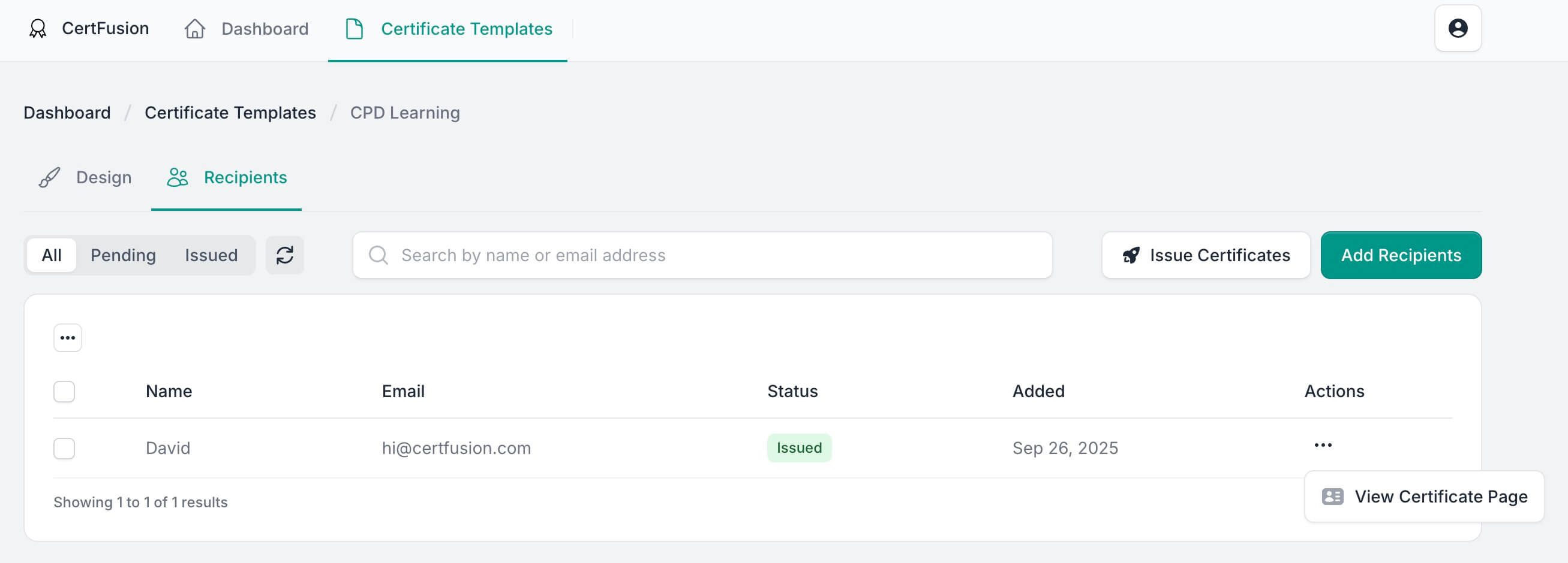 CertFusion View Stats