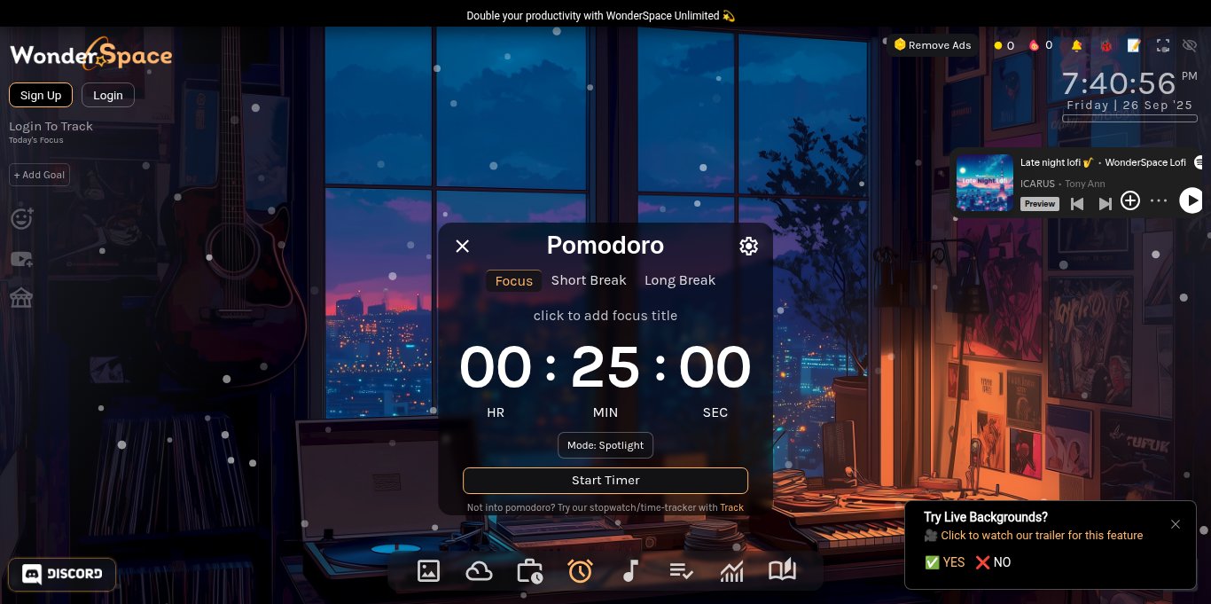 WonderSpace Landing page