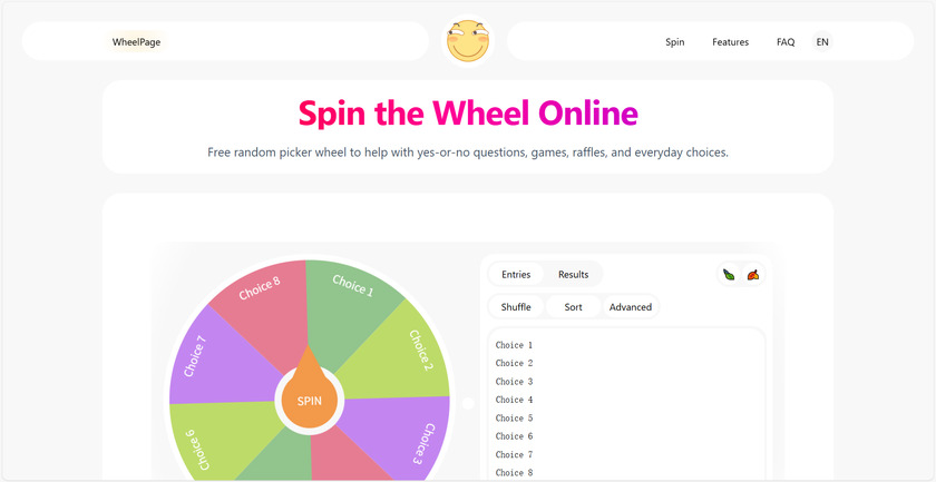 WheelPage Landing Page