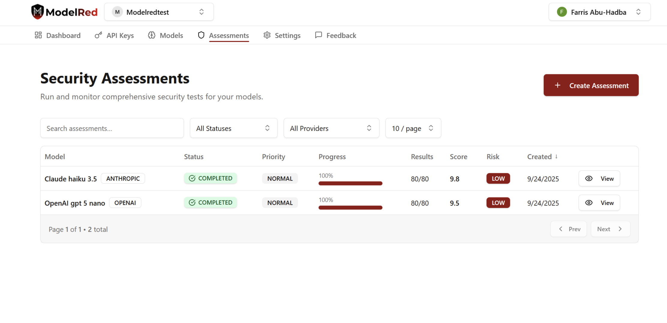 ModelRed Security Assessments