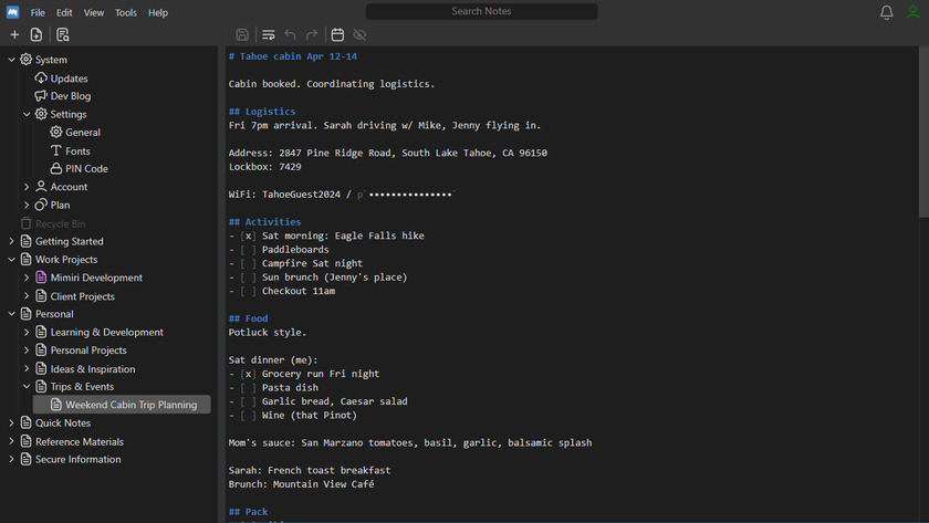 Mimiri Notes Landing Page