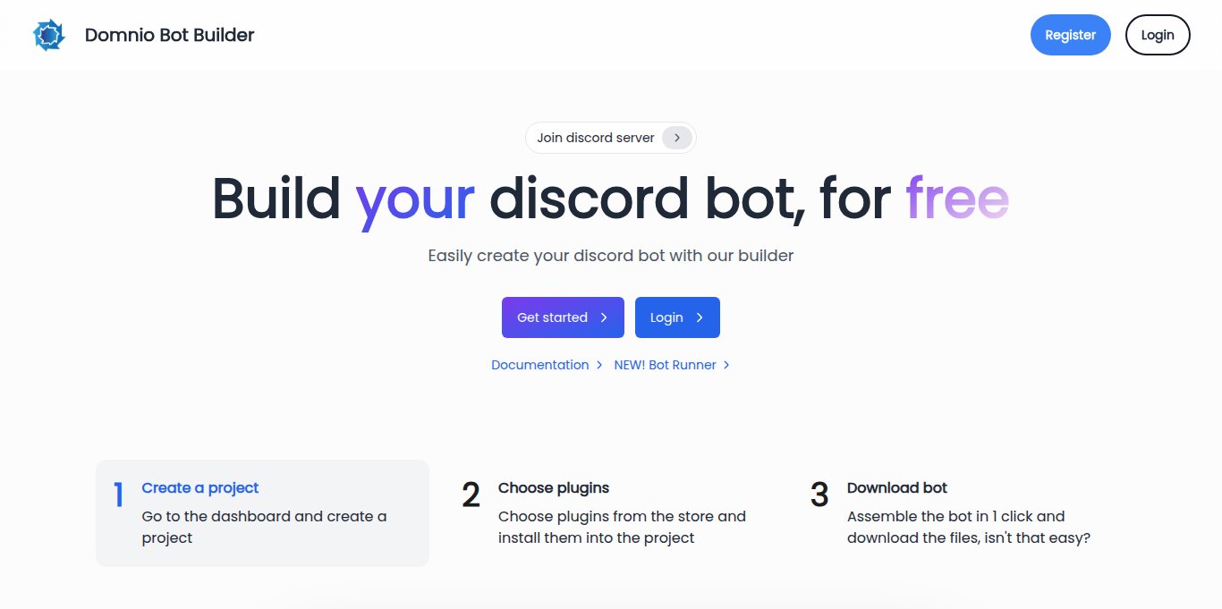 Domnio Bot Builder Landing page