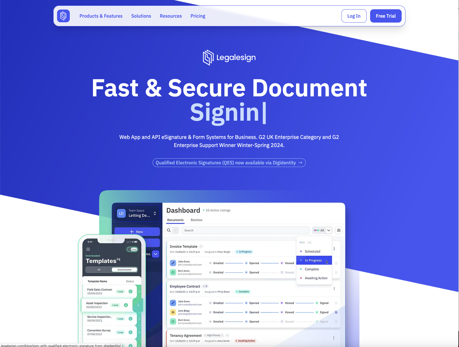 Legalesign Landing page