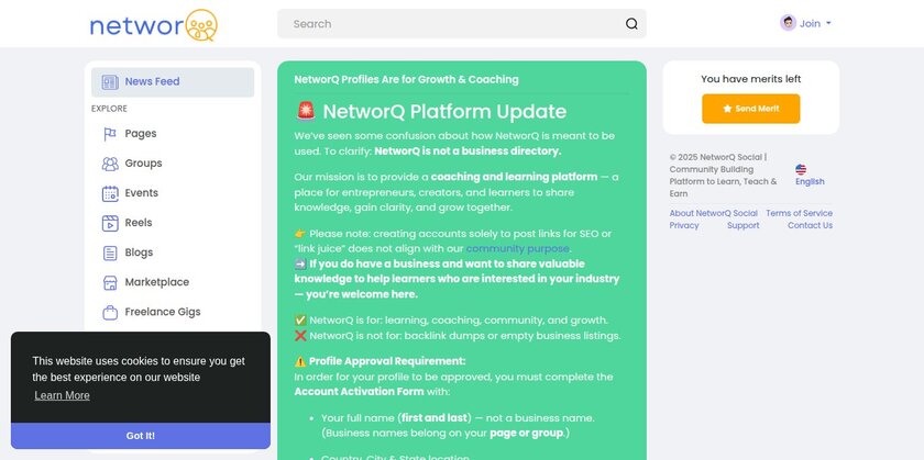 NetworQ Social Landing Page