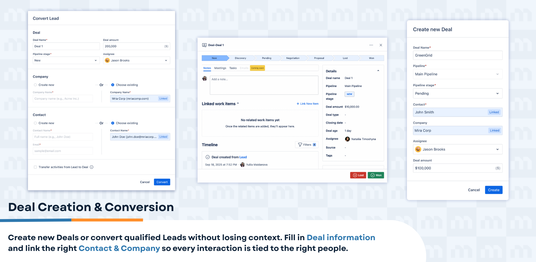 Mria CRM Deal Creation in Jira