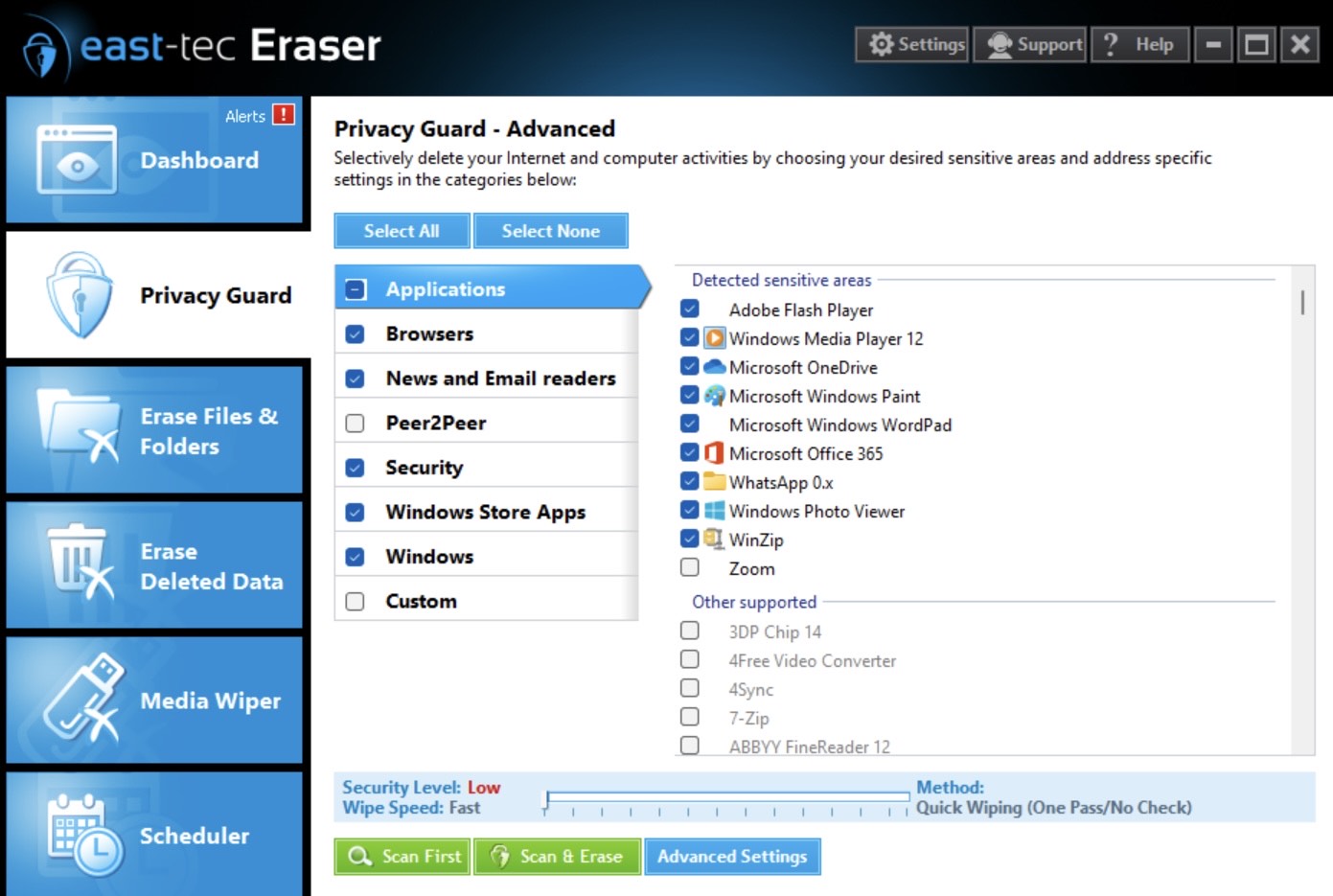 east-tec Eraser Privacy Guard - Applications
