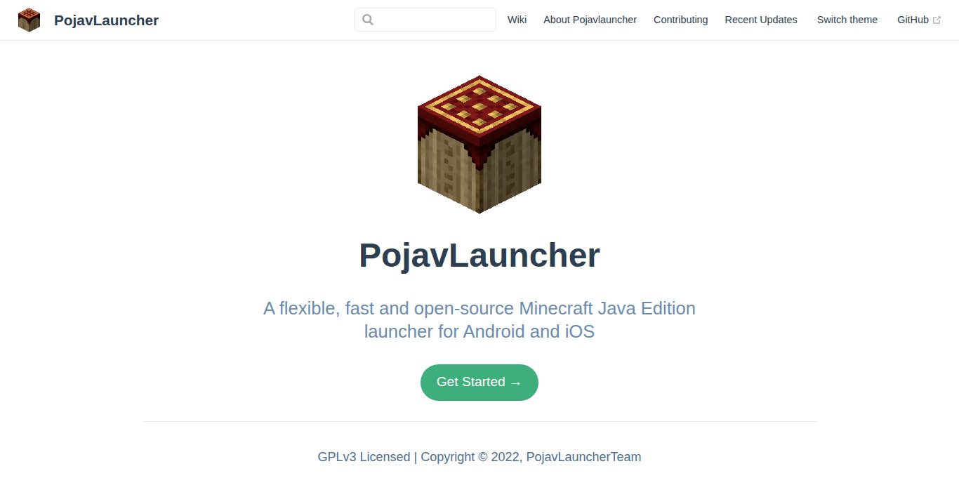PojavLauncher Landing page