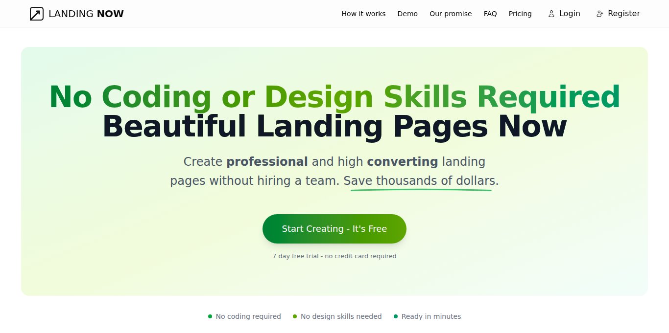 Landing Now App Landing page