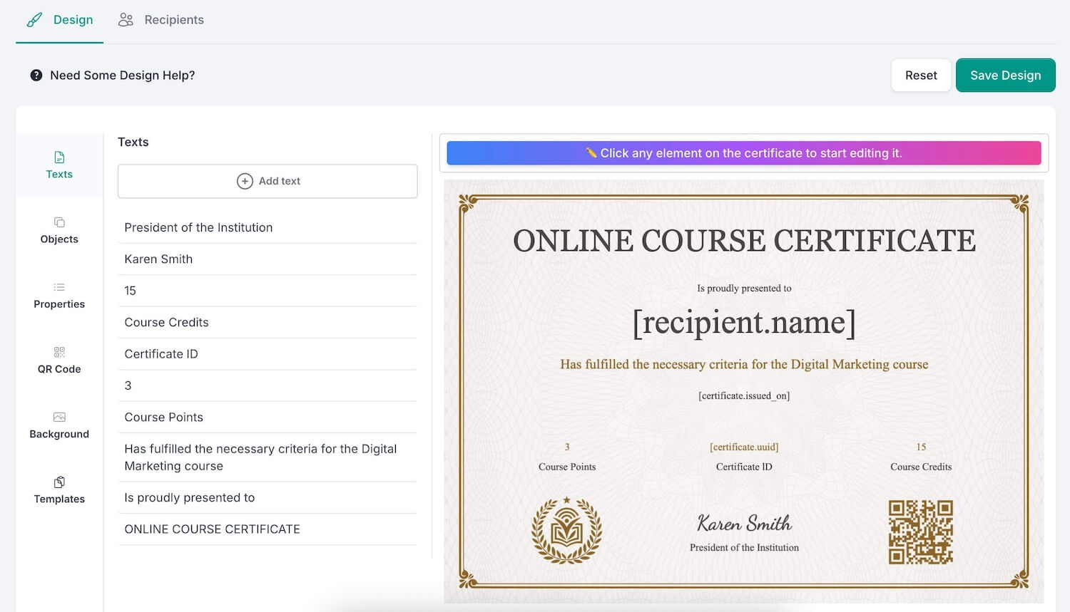 CertFusion Design a Certificate