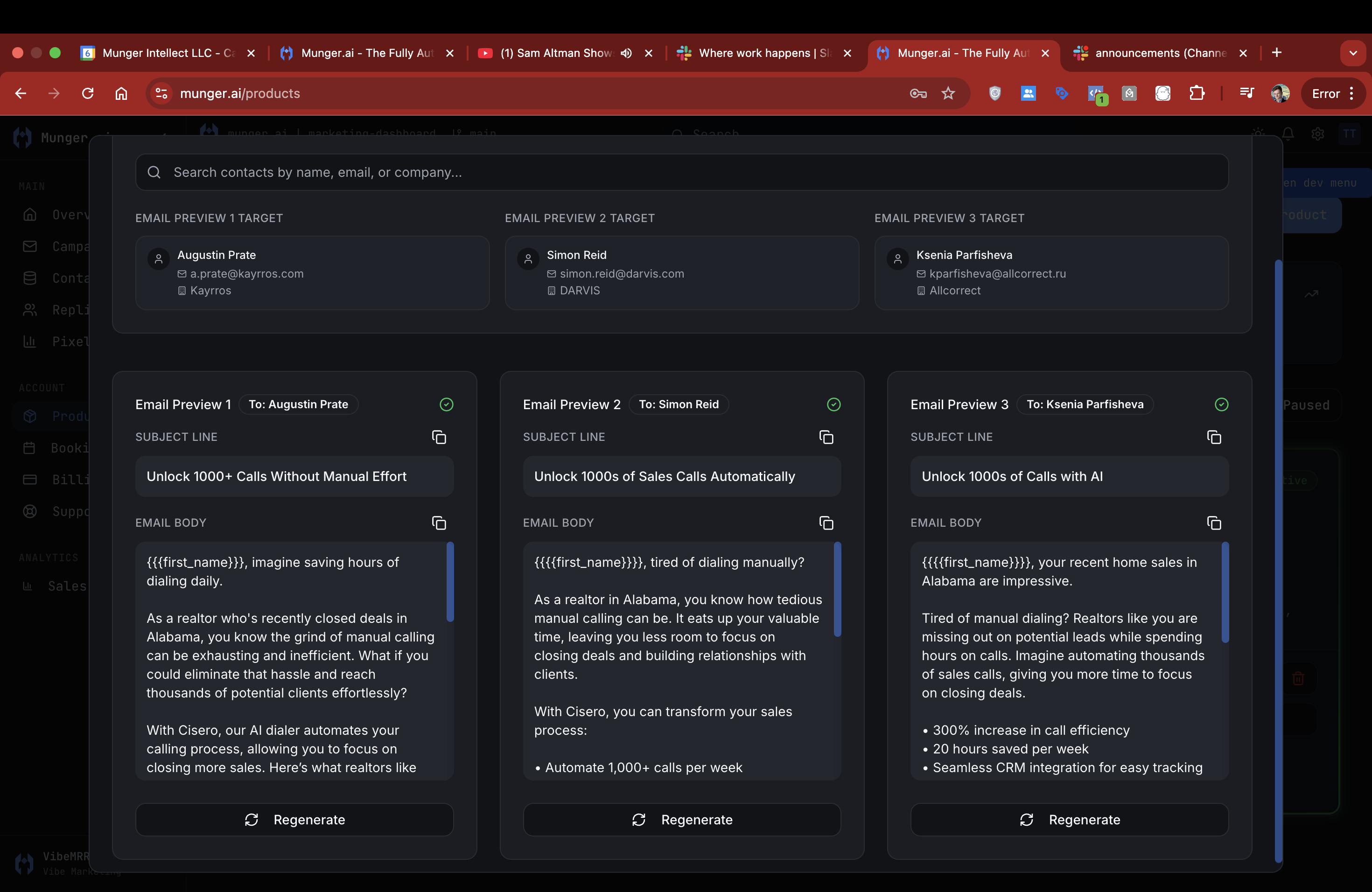Munger.ai Preview Messaging & Leads