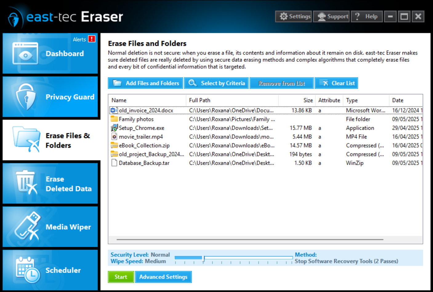 east-tec Eraser Erase files&folders
