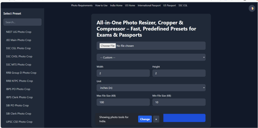 photocrop.site Landing Page